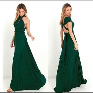 Jet-Bond Emerald Multi-Way Wrap Dress